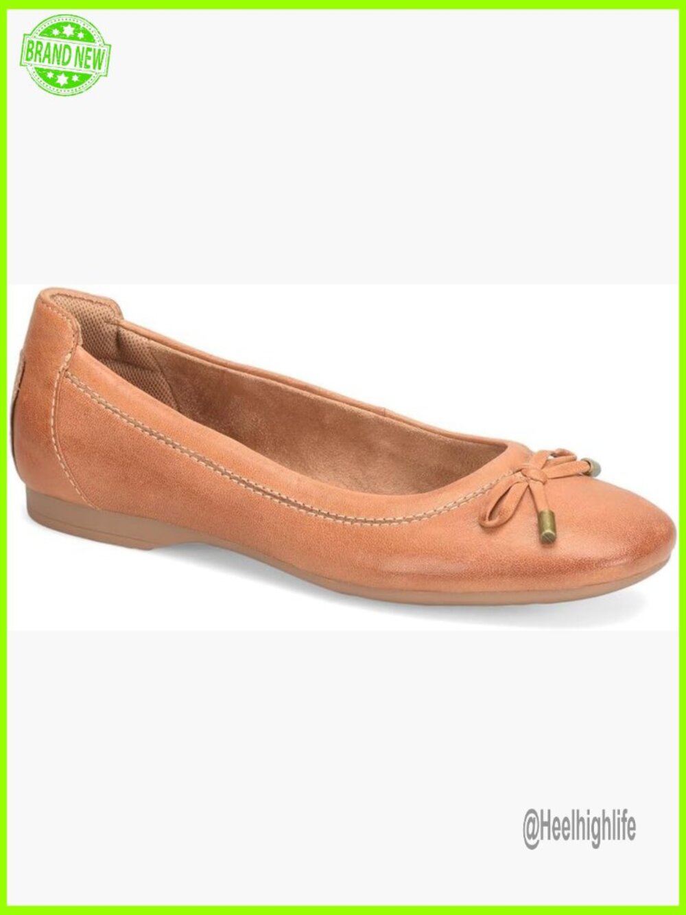 Leather Ballet Flats with Pillowtop Footbed Flexible Outsole Casual